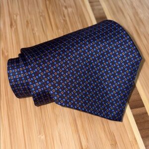 Lauren Ralph Lauren Blue Geometric Silk Tie – Designer, Classic